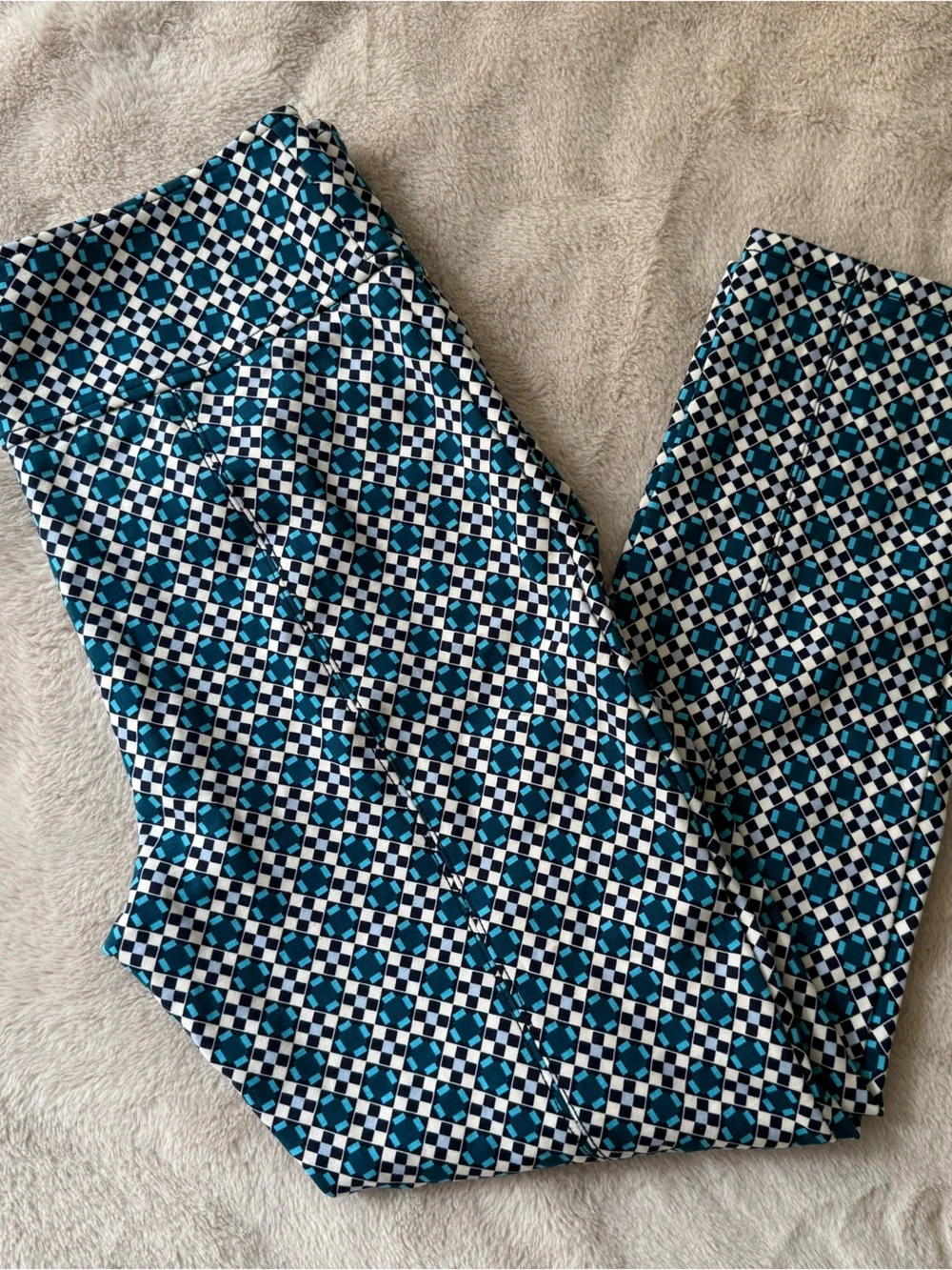 Anthropologie Maeve Tailored Mosaic Print Ankle Pants Blue Size M